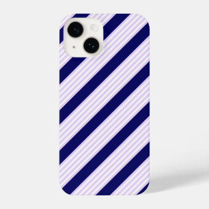 Muster Lilac und weiße Streifen mit marineblau iPhone 14 Hülle