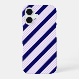 Muster Lilac und weiße Streifen mit marineblau iPhone 16 Hülle
