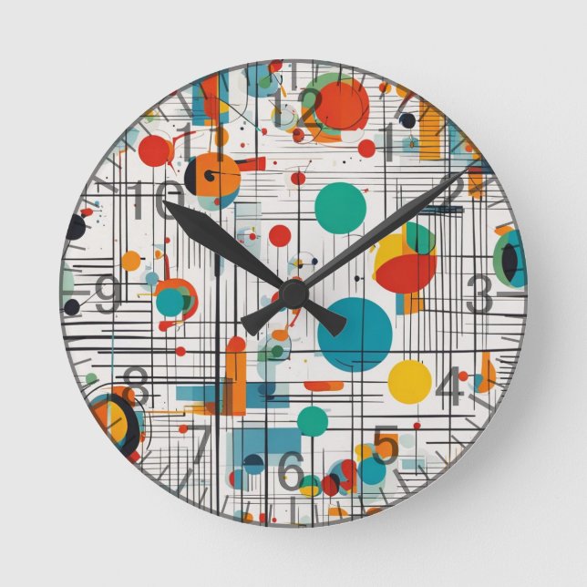 Muster, Linien, Formen Runde Wanduhr (Vorderseite)