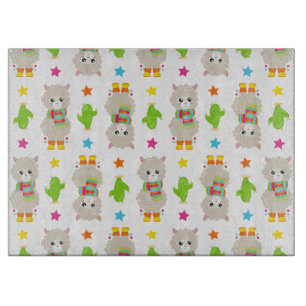 Muster Llamas, Niedlich Llamas, Alpacas, Kakteen Schneidebrett
