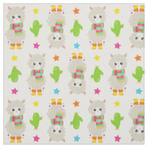 Muster Llamas, Niedlich Llamas, Alpacas, Kakteen Stoff