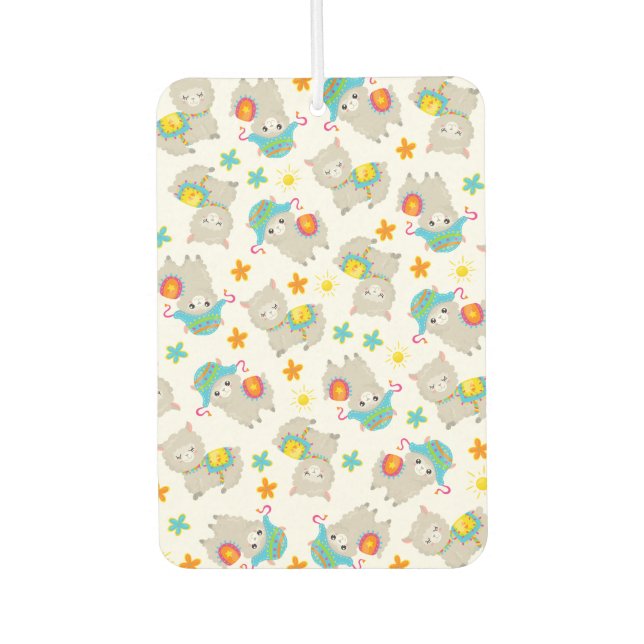 Muster Llamas, Niedliche Llamas, Alpacas, Blume Autolufterfrischer (Vorderseite)