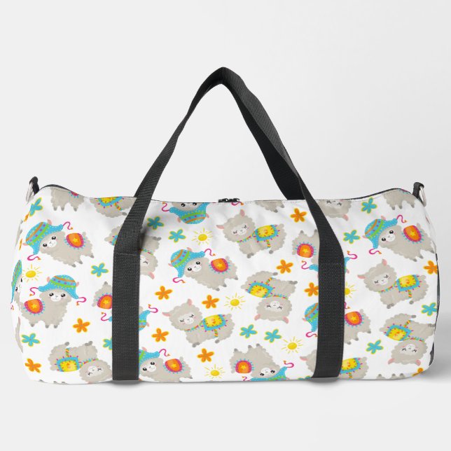 Muster Llamas, Niedliche Llamas, Alpacas, Blume Duffle Bag (Vorderseite)