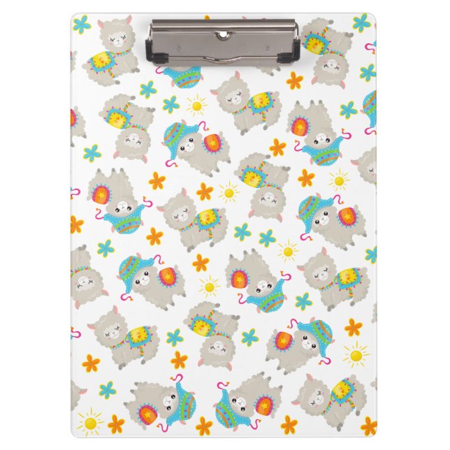 Muster Llamas, Niedliche Llamas, Alpacas, Blume Klemmbrett (Vorderseite)