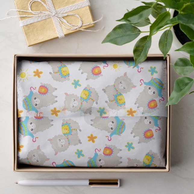 Muster Llamas, Niedliche Llamas, Alpacas, Blume Seidenpapier (Geschenk)