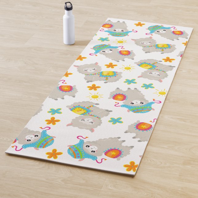 Muster Llamas, Niedliche Llamas, Alpacas, Blume Yogamatte (Beispiel)
