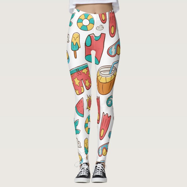 Muster lustiger Sommerurlaub Leggings (Vorderseite)