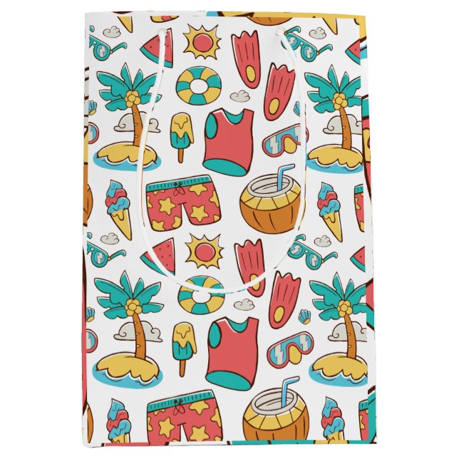 Muster lustiger Sommerurlaub Mittlere Geschenktüte (Vorderseite)