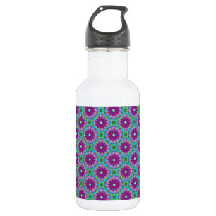 Muster Magenta, Rosa und Grüne Blume Edelstahlflasche