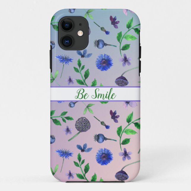 Muster marineblaue Blumen iPhone Case (Rückseite)