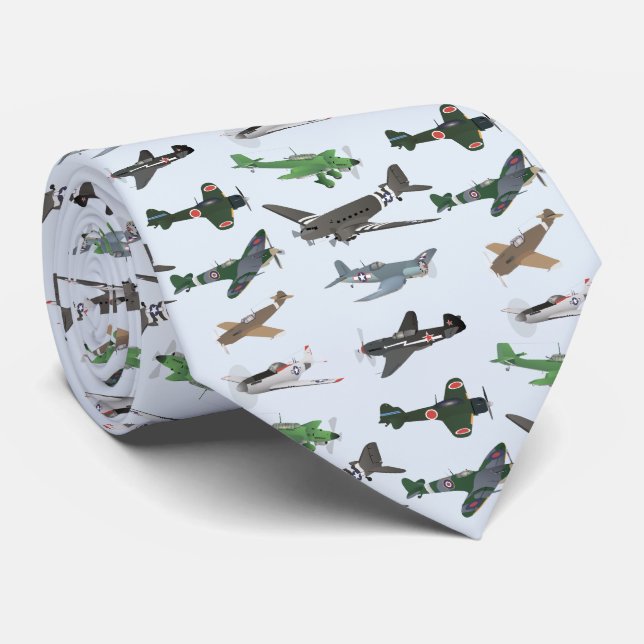 Muster mehrerer WW2-Flugzeuge Krawatte (Gerollt)