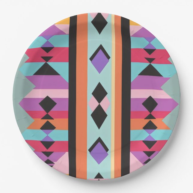 Muster-Mischung für Retro Geometric Pappteller (Vorderseite)