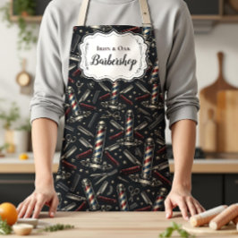 Muster mit alten Barbierwerkzeugen Schürze