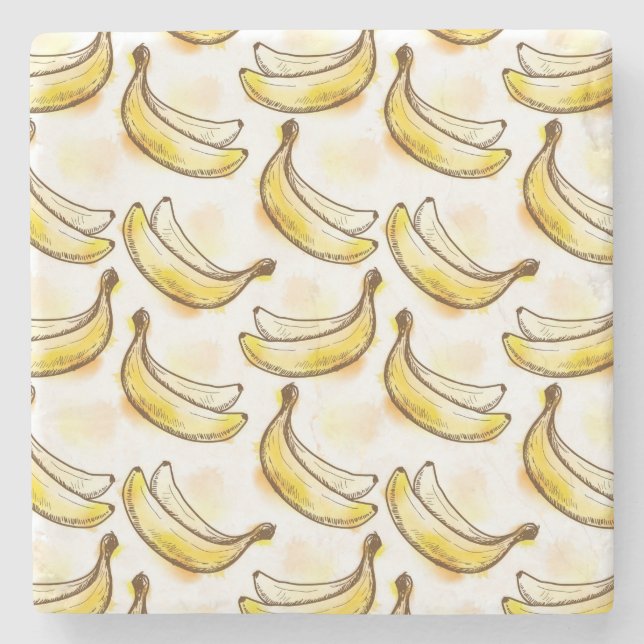 Muster mit Banane Steinuntersetzer (Vorderseite)