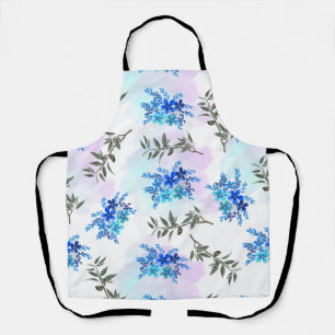 Muster mit blauem Blumenstrauß aus Blume und Blätt Schürze