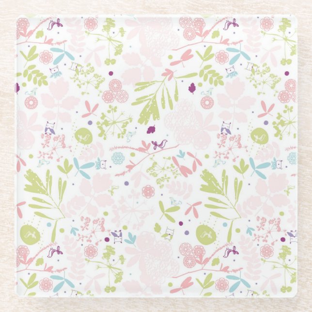 Muster mit Blumenmuster Glasuntersetzer (Vorderseite)