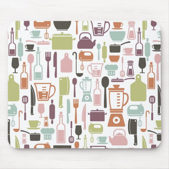 Muster mit bunten kochenden Ikonen Mousepad (Vorne)