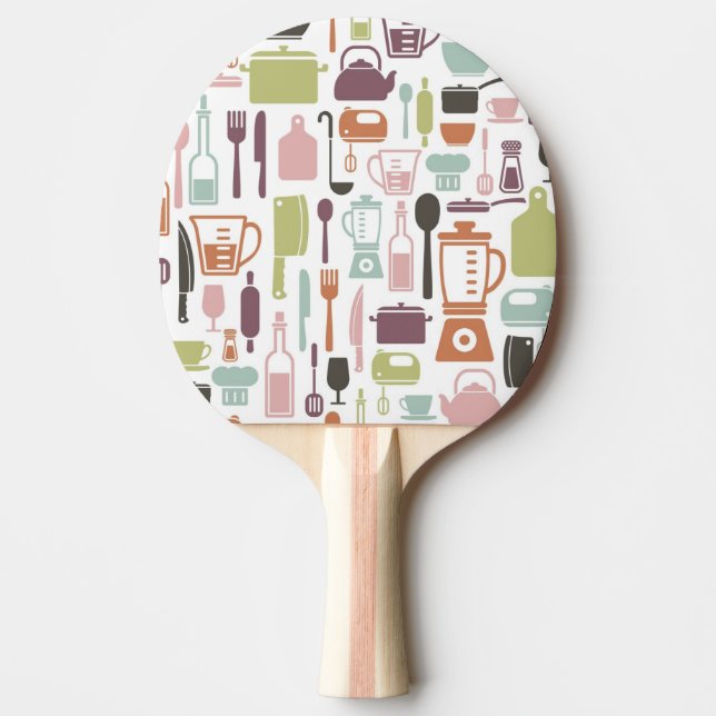 Muster mit bunten Kochsymbolen Tischtennis Schläger (Vorderseite)