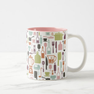 Muster mit bunten Kochsymbolen Zweifarbige Tasse