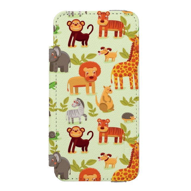 Muster mit Cartoon-Tieren Incipio iPhone Geldbeutel-Hülle (Folio Vorderseite)