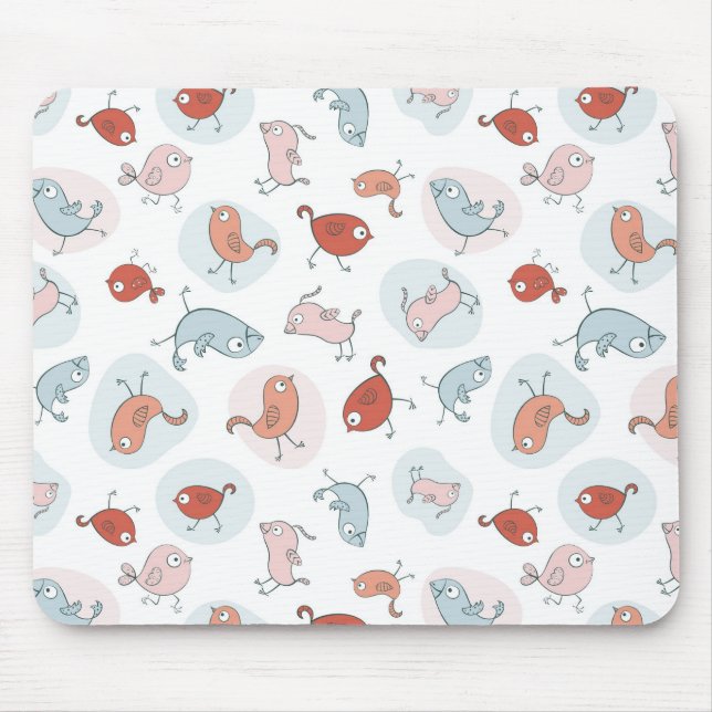Muster mit Cartoon-Vögeln Mousepad (Vorne)