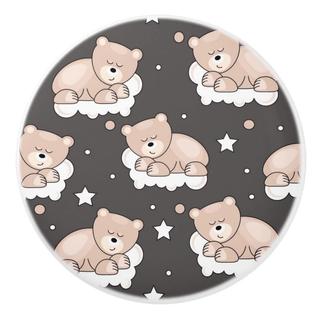 Muster mit dem kleinen Bärnschlafen Keramikknauf (Vorderseite)