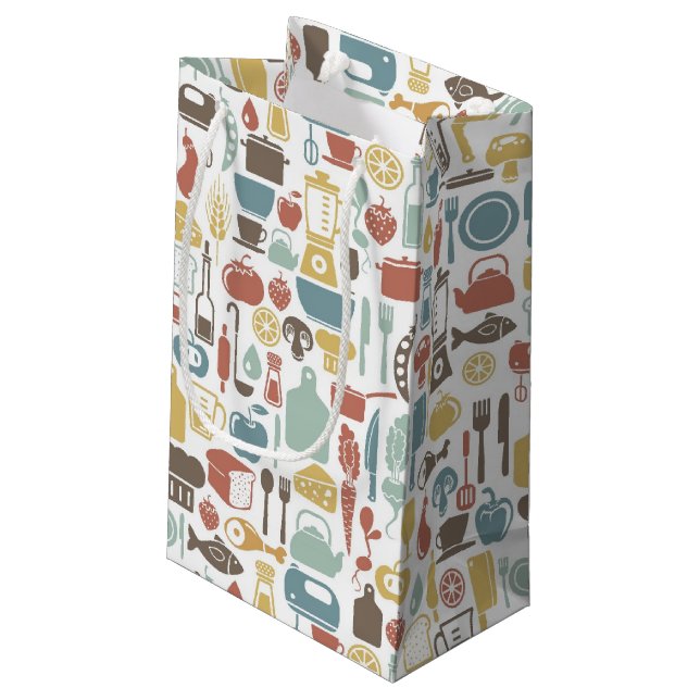Muster mit dem Kochen der Ikonen Kleine Geschenktüte (Rückseite Schrägansicht)