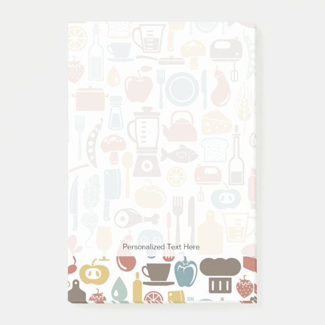 Muster mit dem Kochen der Ikonen Post-it Klebezettel (Vorderseite)