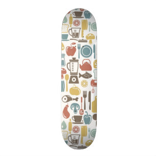 Muster mit dem Kochen der Ikonen Skateboard