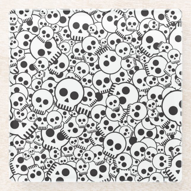 Muster mit den Schädeln Glasuntersetzer (Vorderseite)