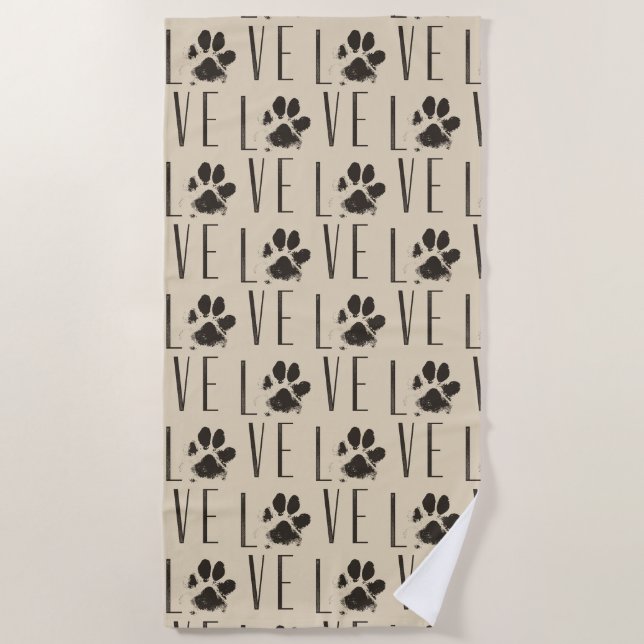 Muster mit einem Paw-Druck, der Liebe Zauber Strandtuch (Vorderseite)