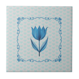 Muster mit einer blauen Tulpe Fliese