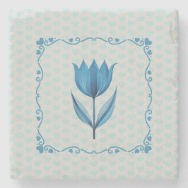 Muster mit einer blauen Tulpe Steinuntersetzer