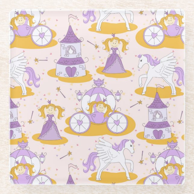 Muster mit einer Prinzessin Glasuntersetzer (Vorderseite)