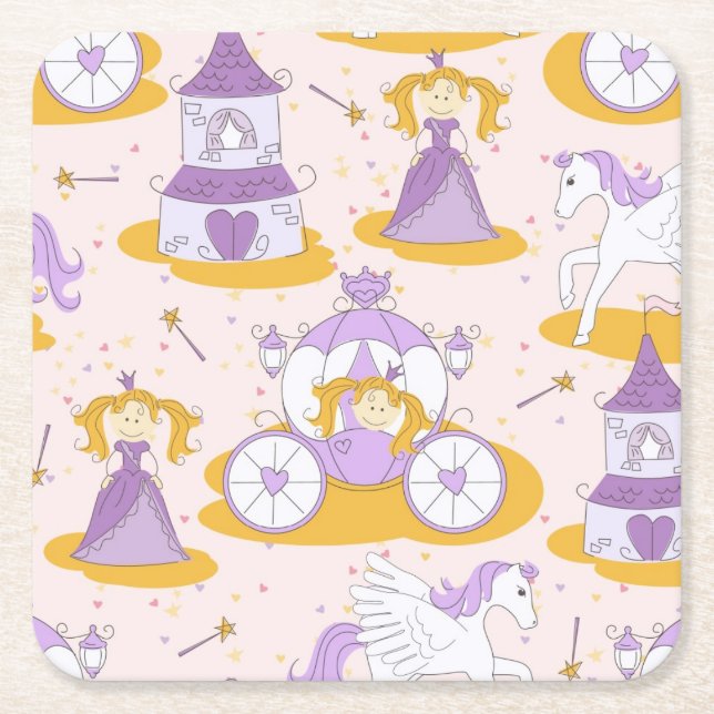 Muster mit einer Prinzessin Rechteckiger Pappuntersetzer (Vorderseite)