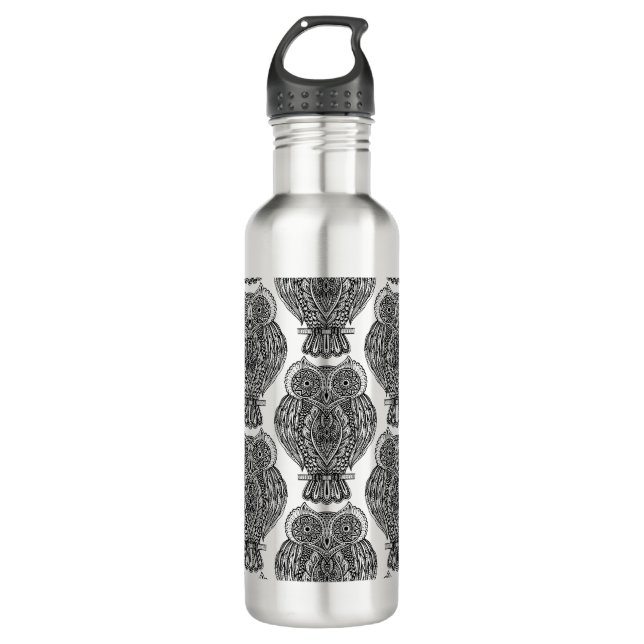 Muster mit Eulen-Gekritzel Trinkflasche (Vorderseite)