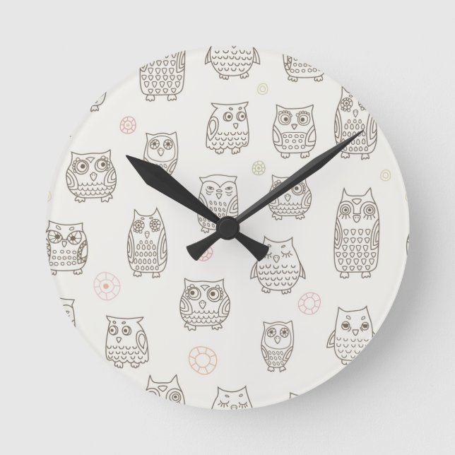 Muster mit Eulen Runde Wanduhr (Vorderseite)