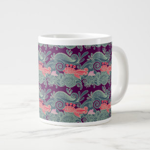 Muster mit Fisch und lila Welle Jumbo-Tasse