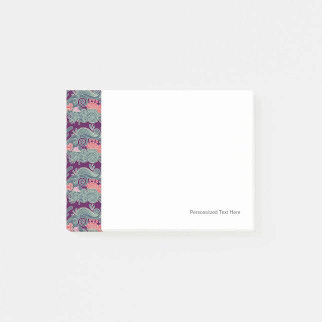 Muster mit Fisch und Lila Wellengang Post-it Klebezettel (Vorderseite)