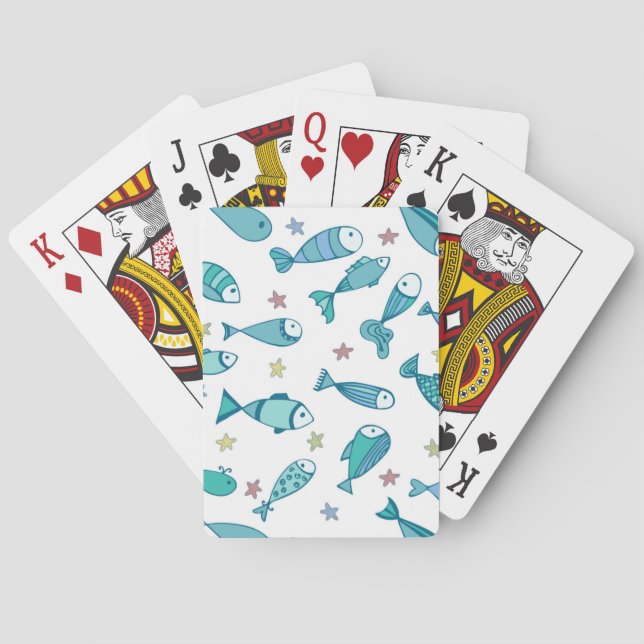 Muster mit Fisch und Seestern Spielkarten (Rückseite)