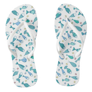 Muster mit Fisch und Starfish Flip Flops