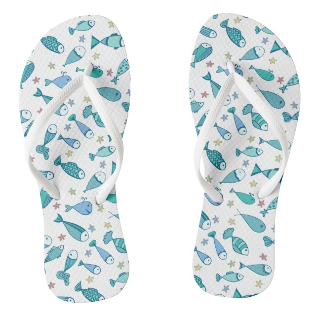 Muster mit Fisch und Starfish Flip Flops (Fußbett)