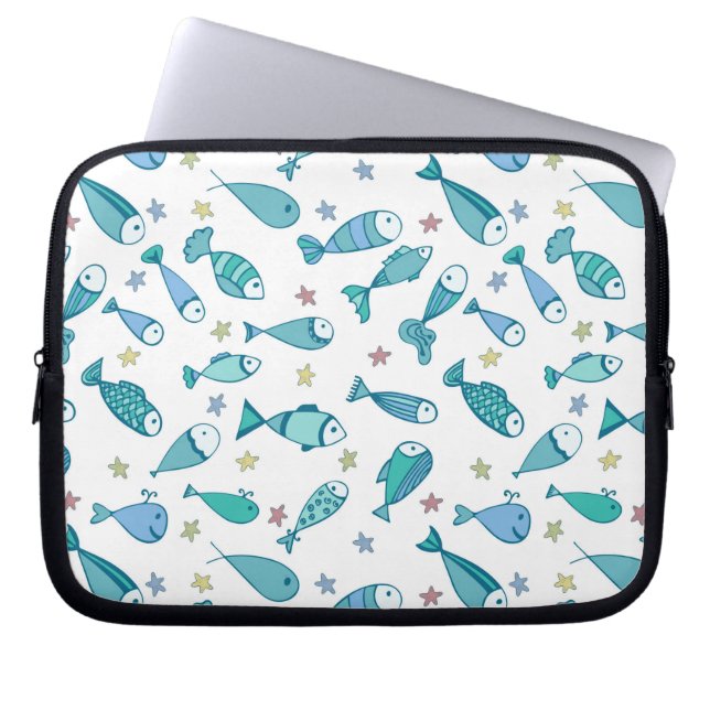 Muster mit Fisch und Starfish Laptopschutzhülle (Vorderseite)