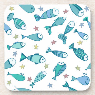 Muster mit Fisch und Starfish Untersetzer
