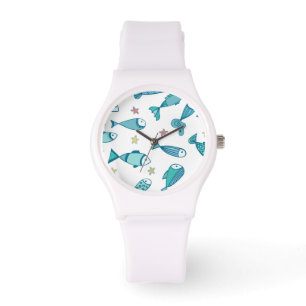 Muster mit Fischen und Starfish Armbanduhr