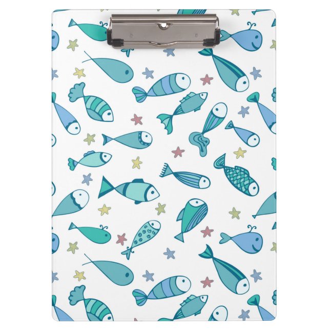 Muster mit Fischen und Starfish Klemmbrett (Vorderseite)