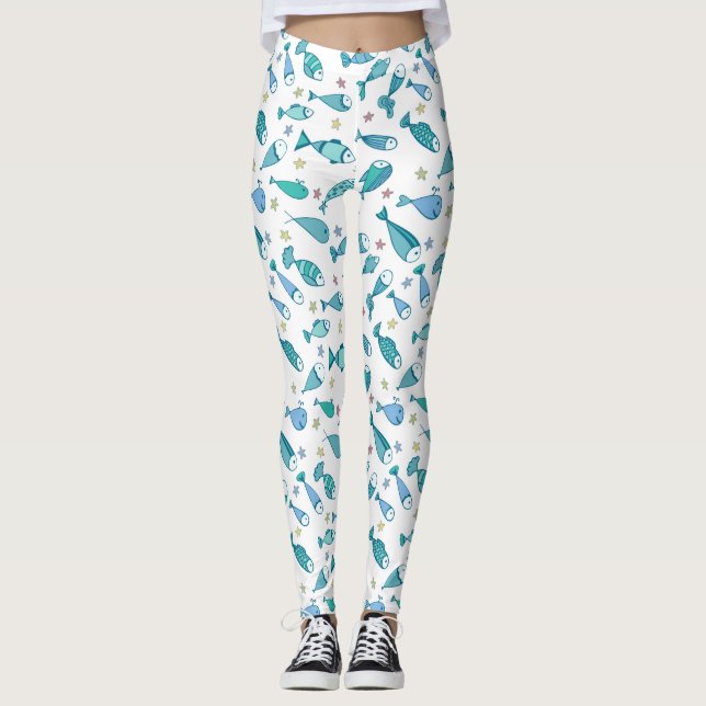 Muster mit Fischen und Starfish Leggings (Vorderseite)
