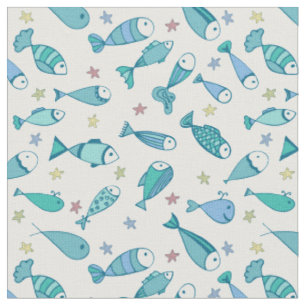 Muster mit Fischen und Starfish Stoff