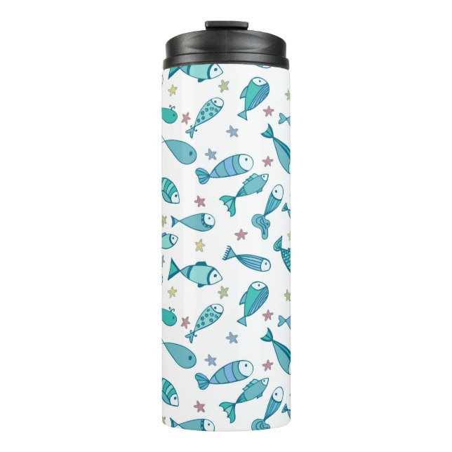 Muster mit Fischen und Starfish Thermosbecher (Vorderseite)