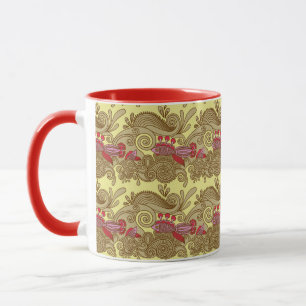 Muster mit Fischen und Welle Tasse